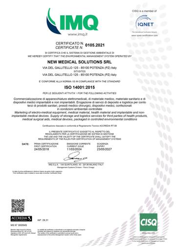 Certificato ISO 14001:2015